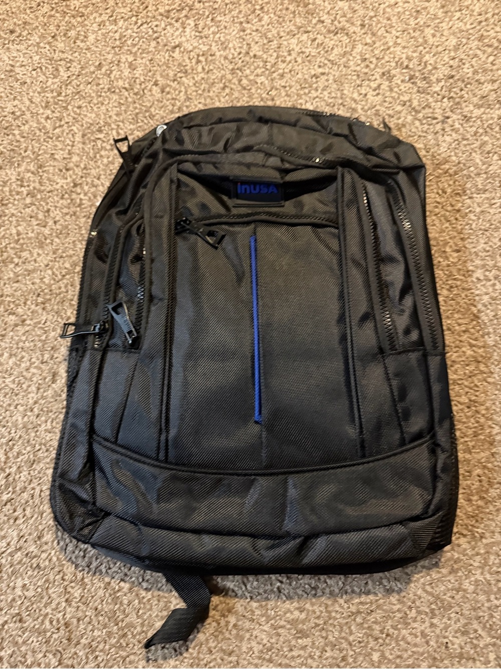 Black Men's Laptop Backpack with Blue Accent